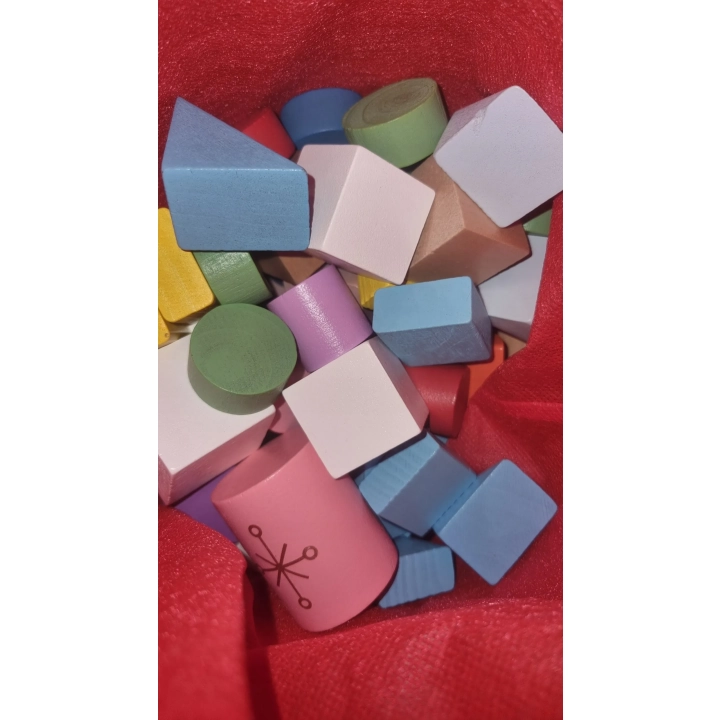 *LT308 DREWNIANE KLOCKI 100el KLOCKI W CZERWONYM WORKU