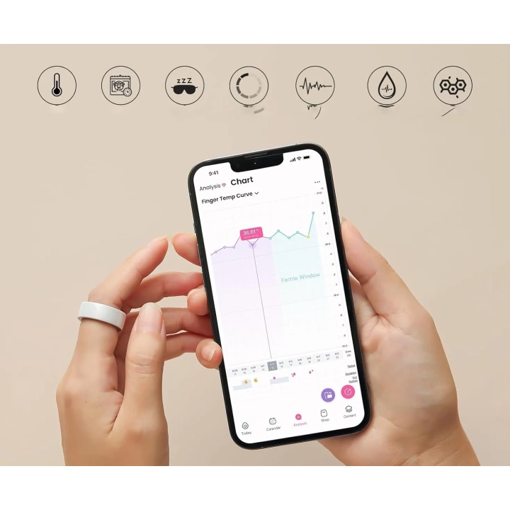 Tracker pierścień cyklu płodności owulacji Femometer Gen2 Smart Ring sen rozmiar 9