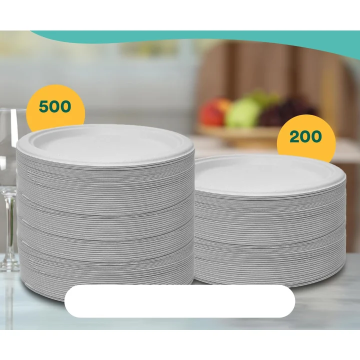 Talerze papierowe15 cm kompostowalne ECO SOUL 1000 szt. jednorazowe białe