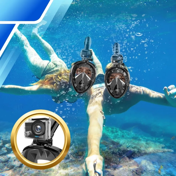 Maska do Nurkowania Pełnotwarzowa L/XL Składana do Pływania Snorkelingu CZARNA