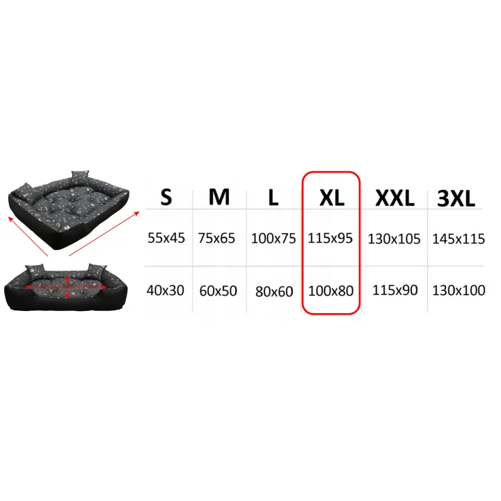 Legowisko dla psa kojec 115x95 cm wodoodporne kości srebrne