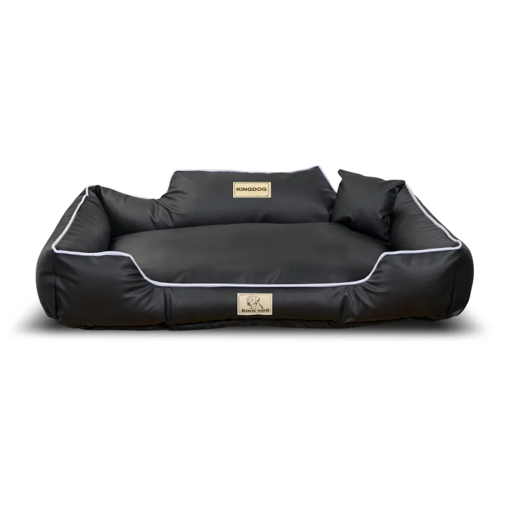 Legowisko dla psa kojec KINGDOG EKOSKÓRA 115x95 cm personalizowane rozbieralne antyslip czarne