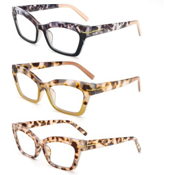 Okulary do czytania kollyseek 3 szt. Cat Eye retro dla kobiet +1.00