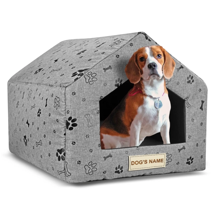 Legowisko personalizowane dla psa domek 50x40 cm H=38 cm łapy czarne