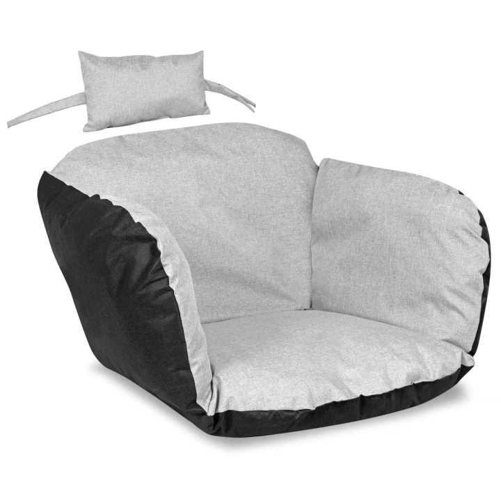 Poduszka ogrodowa 112x113 cm na krzesło wiszące bocianie gniazdo wodoodporna jasnoszara