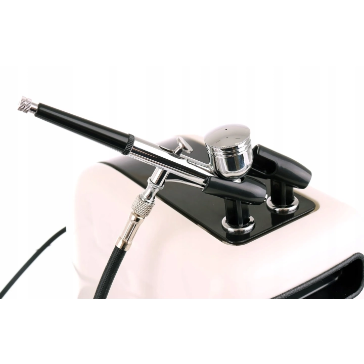 Cichy Kompresor Modelarski HS-386 Auto Stop Wentylator Filtr Aerograf 0,3mm