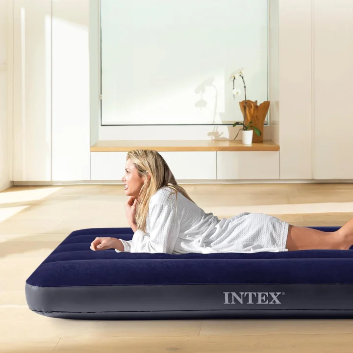 Materac dmuchany Intex Classic Downy Twin Dura Beam 191×99×25cm niebieski
