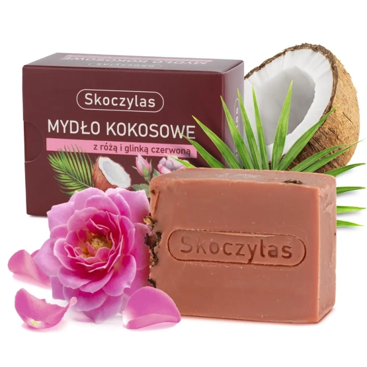 MYDŁO kokosowe z różą i glinką czerwoną - 100 g