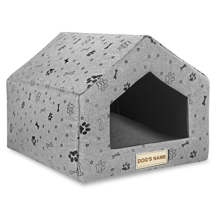 Legowisko personalizowane dla psa domek 50x40 cm H=38 cm łapy czarne