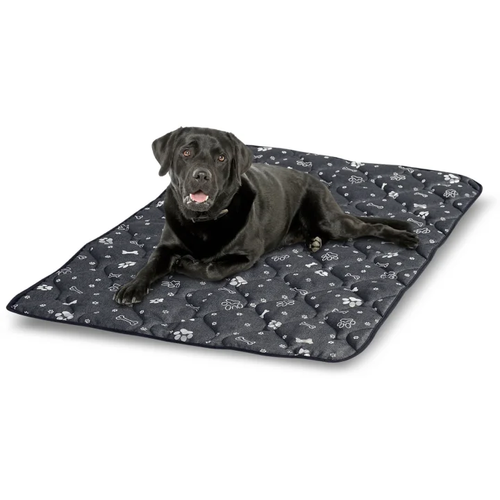 Legowisko dla psa mata 50x70 cm wodoodporne kości srebrne