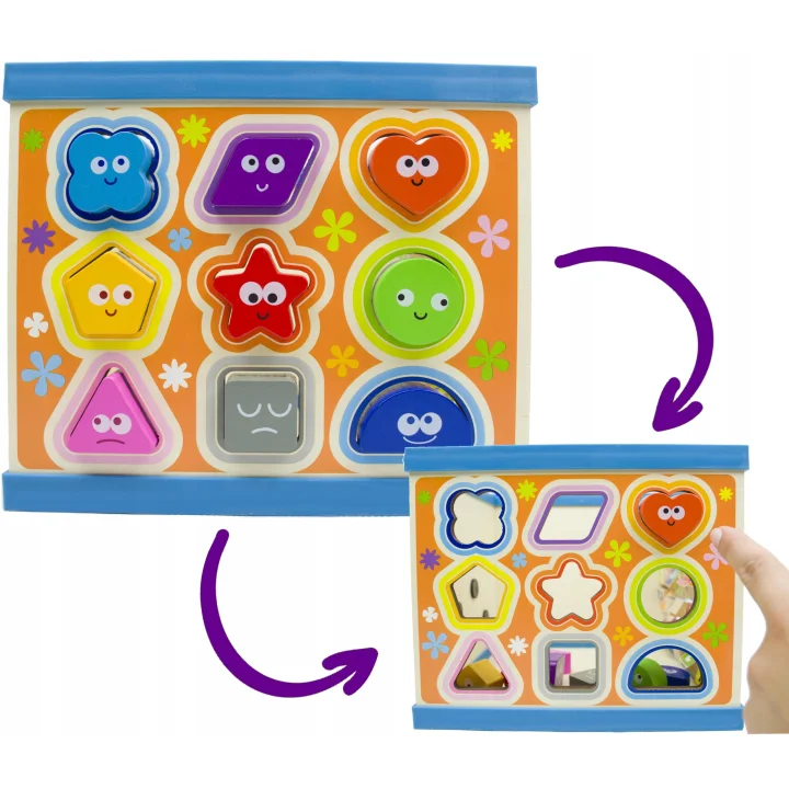 DREWNIANY SORTER KOSTKA EDUKACYJNA Z LABIRYNTEM ALFABET MONTESSORI SKRZYNKA