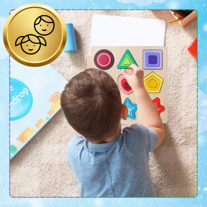 PUZZLE DREWNIANE KSZTAŁTY DOPASOWYWANIE EDUKACYJNE FIGURY MONTESSORI