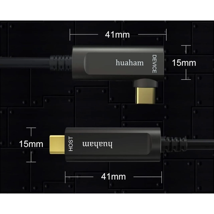 Huaham Fibre Optic USB C do kabla USB C Kabel w prawo 10 m długości transmisji Slim Slim 3,1