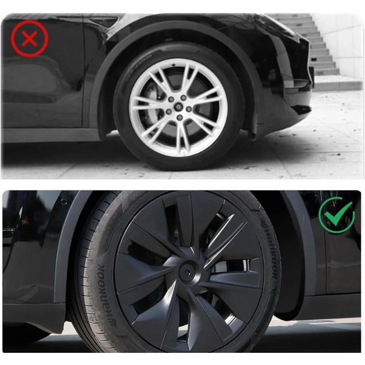 Nakładki na koła Tesla Model Y KAVANIC 19 cali matowe czarne 4 sztuki OEM 2020-2023 0030653