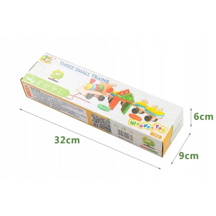 LT292 DREWNIANY POCIĄG Z KLOCKAMI SORTER MONTESSORI WAGONY