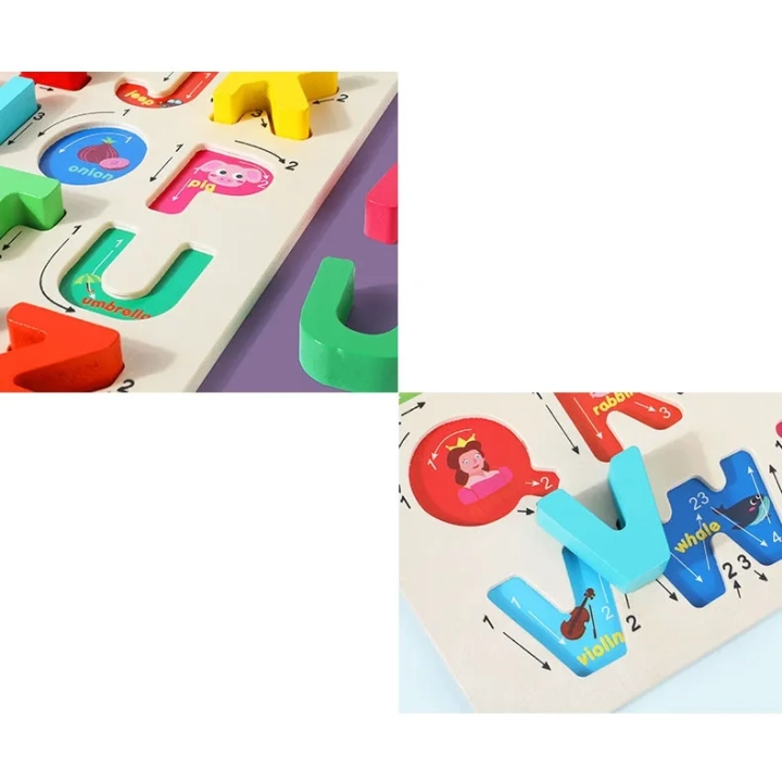 PUZZLE DREWNIANE ALFABET LITERKI NAUKA JHTOY-330