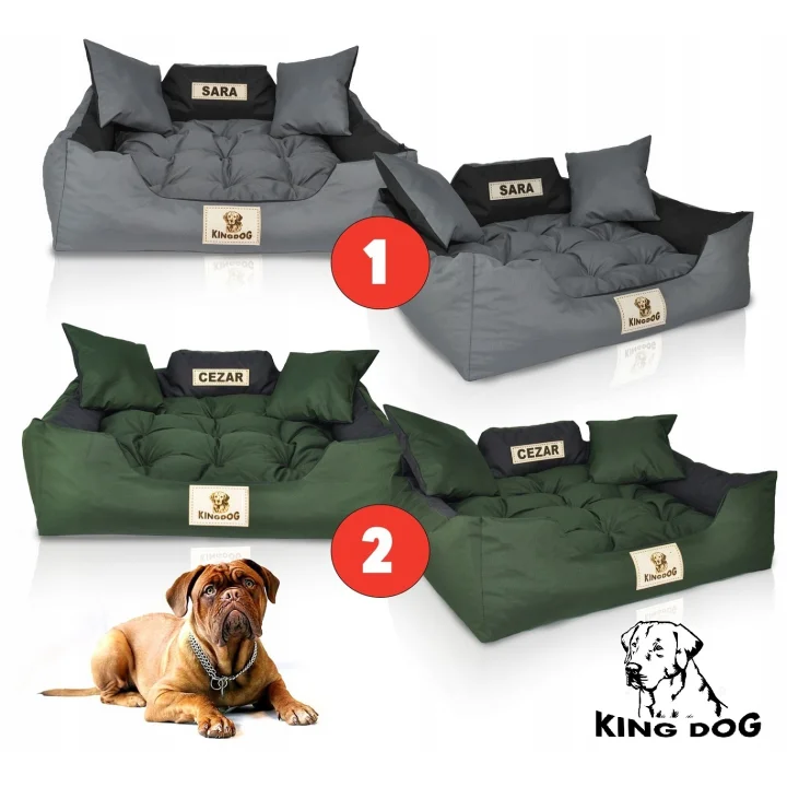 Legowisko dla psa kojec KINGDOG 130x105 cm personalizowane wodoodporne czarne