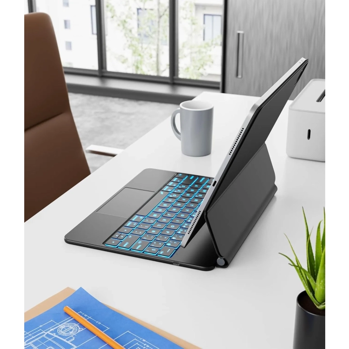 Etui z klawiaturą Earto do iPad Pro 12.9 (M2, 2024), 7 RGB, magnetyczne, QWERTY