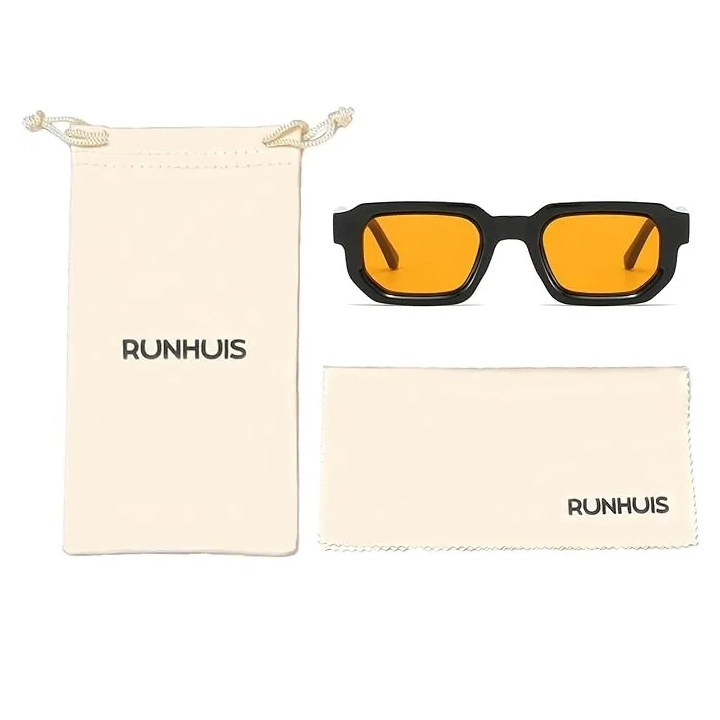 Okulary przeciwsłoneczne RUNHUIS RHS688 retro prostokątne unisex z grubą oprawką