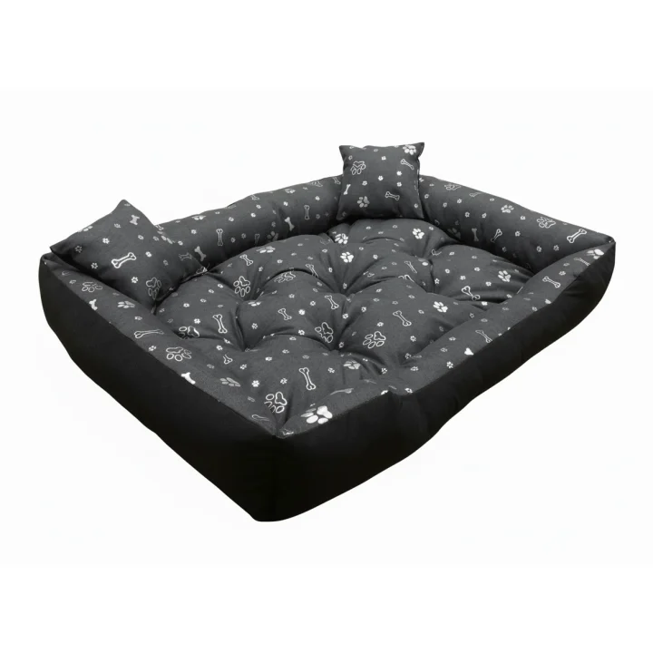 Legowisko dla psa kojec 100x75 cm wodoodporne kości srebrne