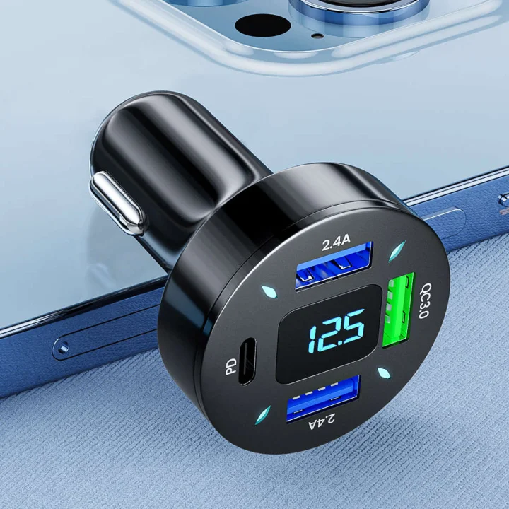 Szybka ładowarka samochodowa USB-C PD USB QC 3.0 szybkie ładowanie do telefonu w aucie
