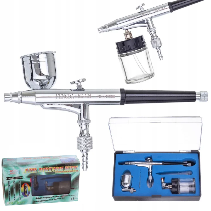 Oryginalny Aerograf FENGDA Double Action BD-134 0,3mm 2 uchylne zbiorniki