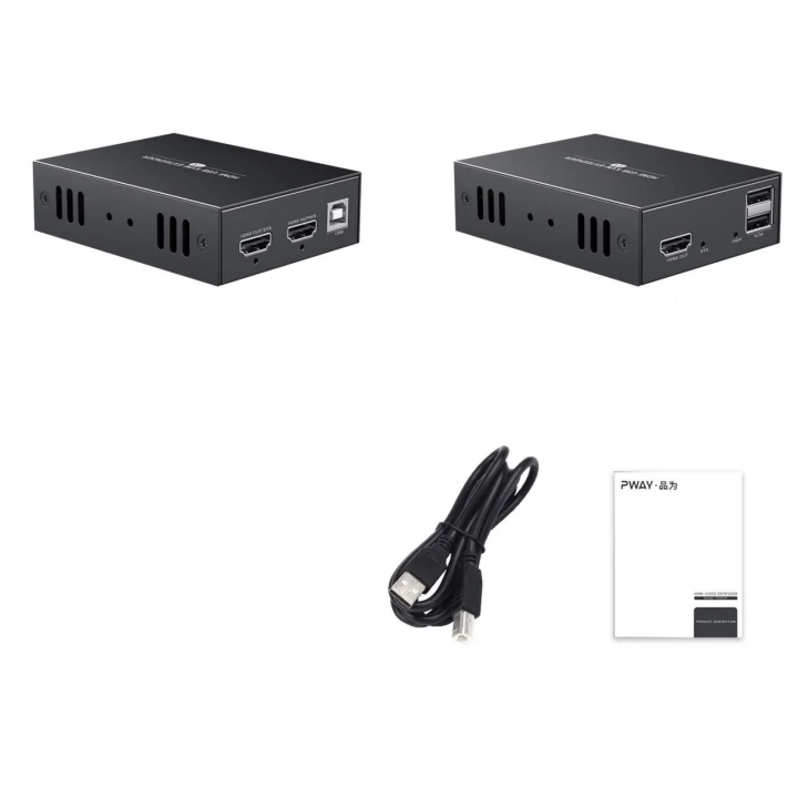 Przedłużacz PWAYTEK HDMI KVM USB zaawansowany extender sygnału do sterowania komputerem na odległość