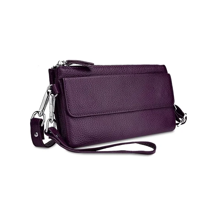 Torebka skórzana damska na telefon YALUXE kopertówka crossbody RFID
