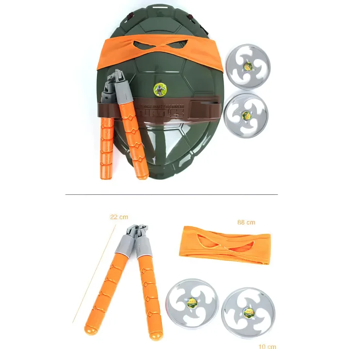 Zestaw interaktywny żółwie Ninja Michelangelo zestaw z bronią, pancerzem i shurikenami