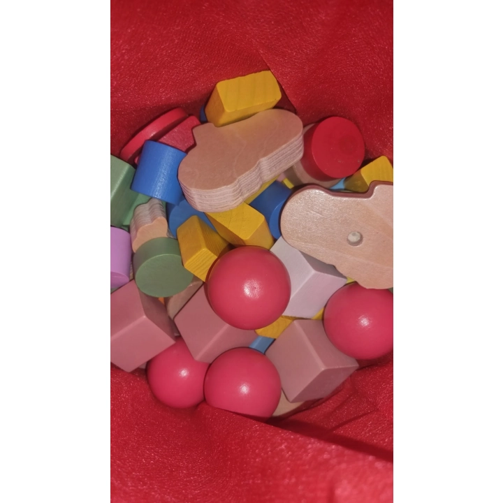 *LT308 DREWNIANE KLOCKI 100el KLOCKI W CZERWONYM WORKU