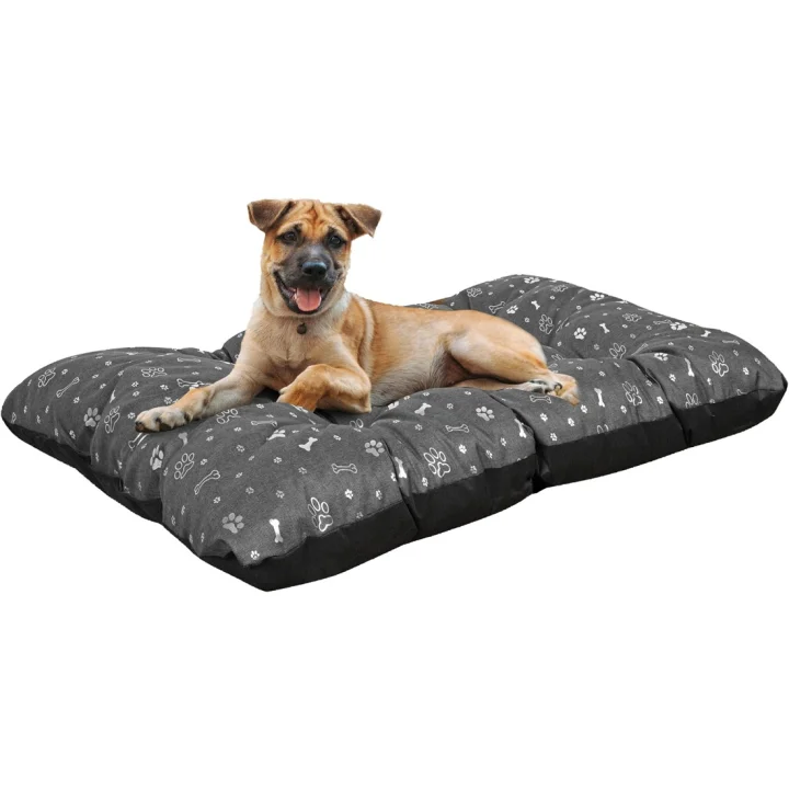 Legowisko dla psa poduszka PRESTIGE 80x60 cm wodoodporna kości srebrne