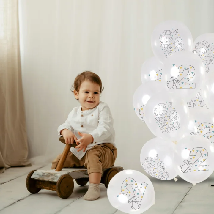 DUŻE BALONY TRANSPARENTNE BIAŁE 12 SZT 2 LATA ORIGAMI DRUGIE URODZINY