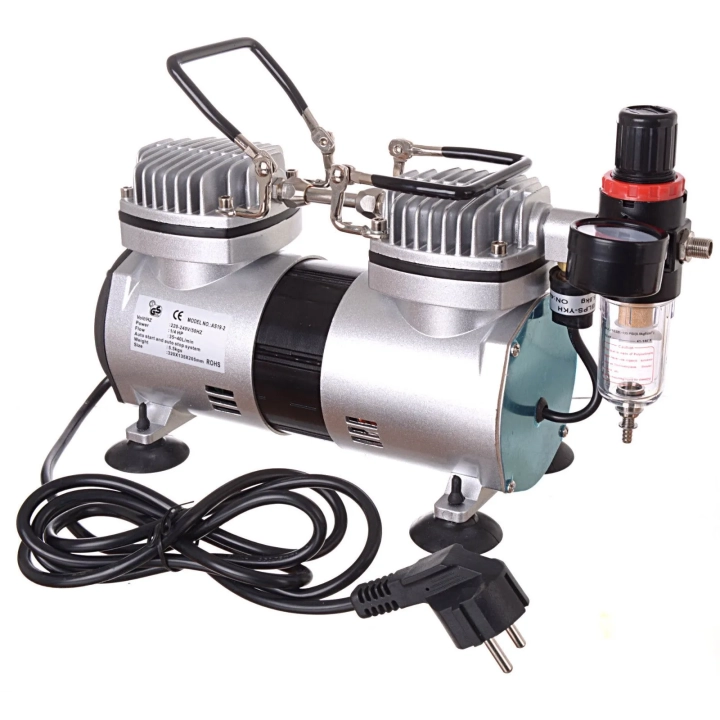 Wydajny 40l/min Kompresor AS19-2 do Aerografu DWA TŁOKI Auto Stop 5,5bar