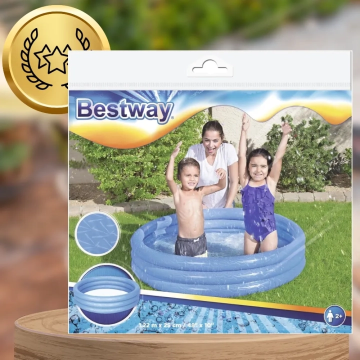 DMUCHANY BASEN BASENIK BRODZIK DLA DZIECI NIEBIESKI 122 CM X 25 CM BESTWAY