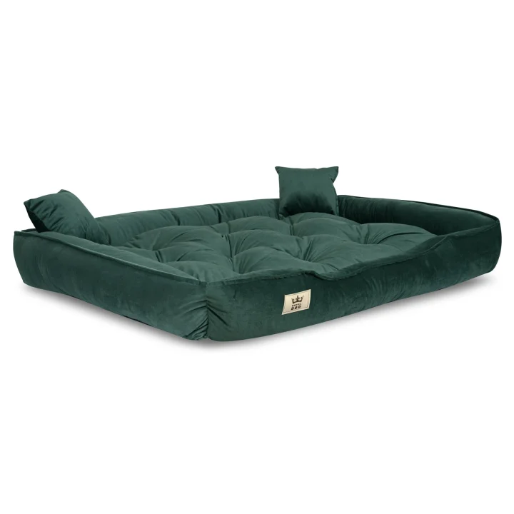 Legowisko dla psa kojec 115x95 cm welur ciemnozielony
