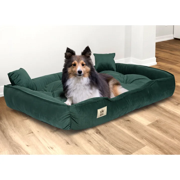 Legowisko dla psa kojec 100x75 cm welur ciemnozielony