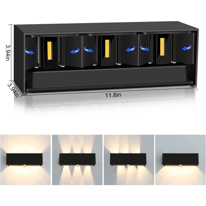 Lampy ogrodowe Kingwen 2 szt 30W czarne IP65 3000K regulowany kąt