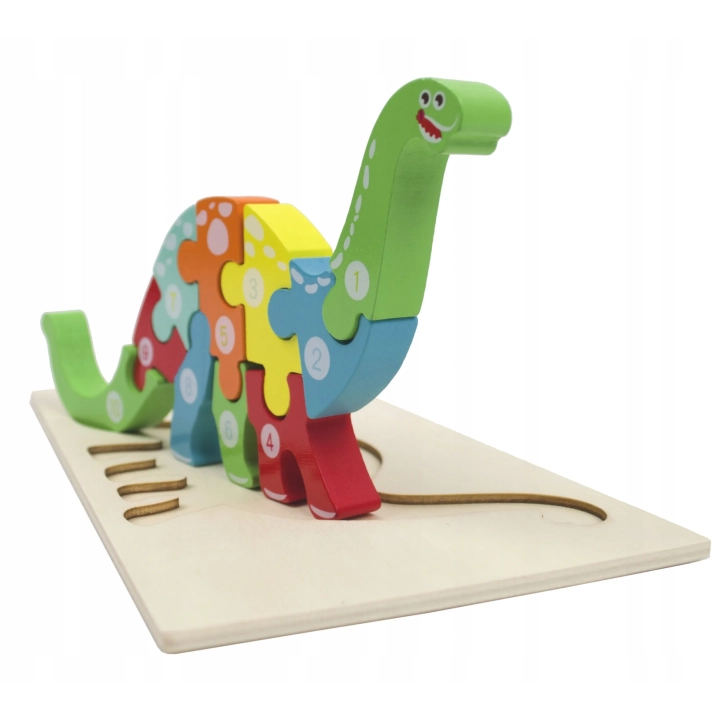 LT427 PUZZLE EDUKACYJNE DINOZAUR 3D MONTESSORI DREWNIANE PUZZLE