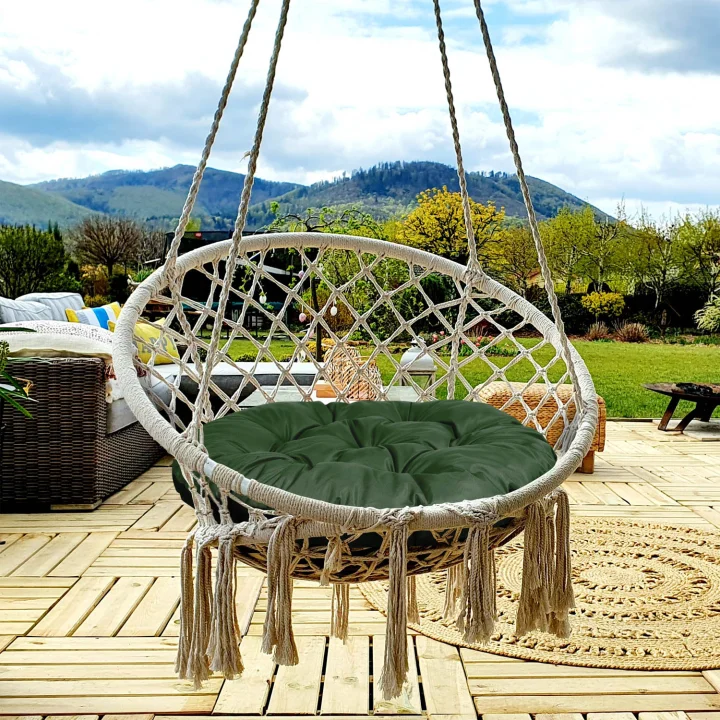 Poduszka ogrodowa 110 cm na krzesło wiszące bocianie gniazdo wodoodporna zielona