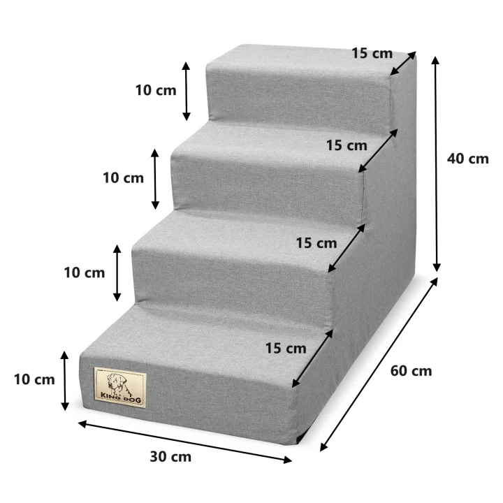Schody 4 stopniowe rozbieralne, antyslip 60x40x30 cm len szary