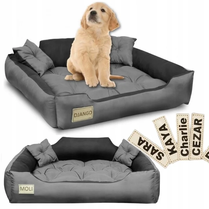 Legowisko dla psa kojec 75x65 cm personalizowane szare