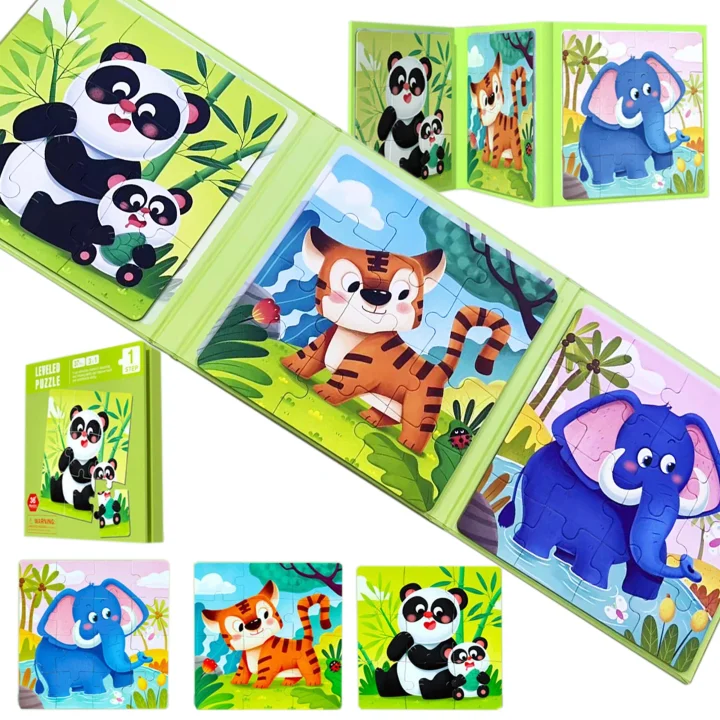 MAGNETYCZNE PUZZLE ZWIERZĄTKA KSIĄZECZKA ZOO JHTOY-266