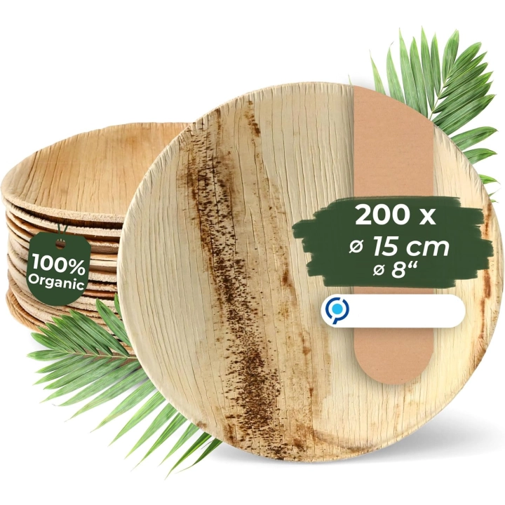 Talerze jednorazowe biodegradowalne z liści palmowych BIOZOYG 15cm 125zt.