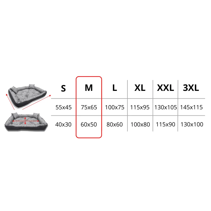 Legowisko dla psa kojec 75x65cm wodoodporne kości czarne