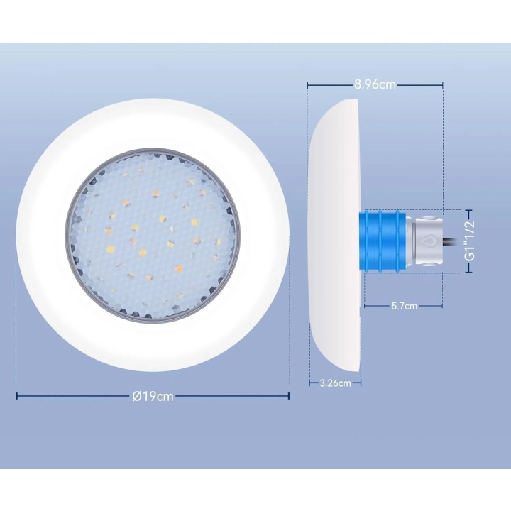 Reflektor LED basenowy LyLmLe 12W IP68 12V Ø190 mm 2 kolory (3000K/6000K)