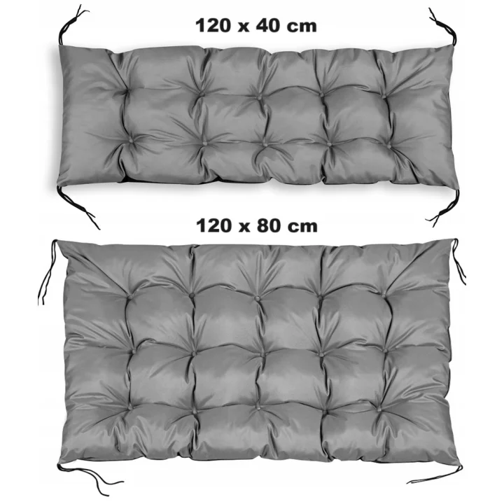 Zestaw Poduszka ogrodowa 120/80 cm + 120/40 cm na ławkę palety wodoodporna szara