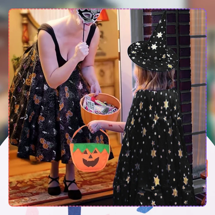 STRÓJ CZARODZIEJA MAGIKA HALLOWEEN KOSTIUM PELERYNA + KAPELUSZ