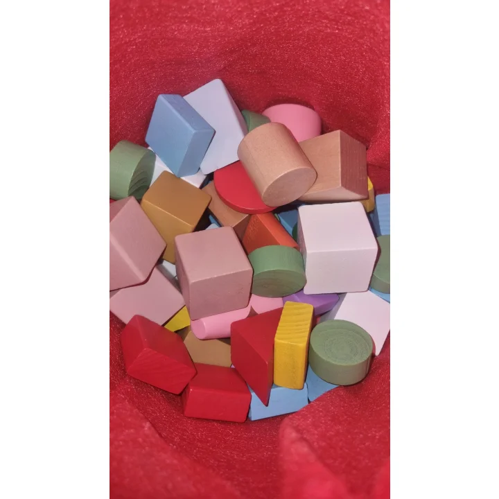 *LT308 DREWNIANE KLOCKI 100el KLOCKI W CZERWONYM WORKU