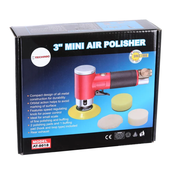 Szlifierka polerka pneumatyczna 75mm + gąbki + futro do polerowania