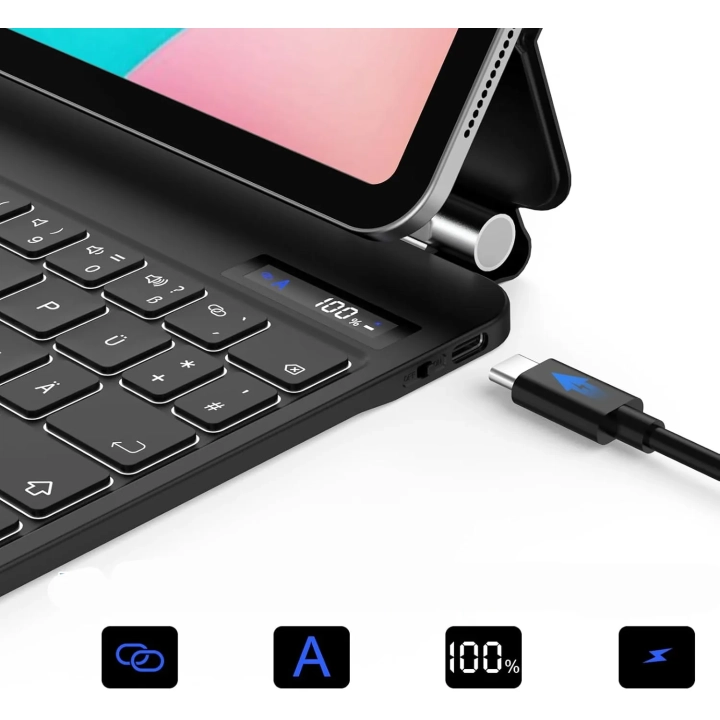 Etui z klawiaturą GOOJODOQ A1895 Pro do iPada Pro 11/iPad Air 5/4, czarne Powystawowy